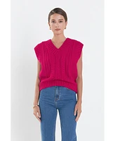 English Factory Women's Cable Knit Vest