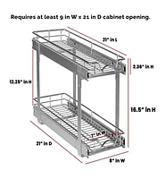 Florida Brands Pull Out Cabinet Organizer 2 Tier with Chrome Finish 8.5 x 21 In