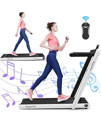 Gymax 2 in 1 Folding Treadmill 2.25HP Running Machine w/ Dual Display