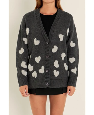 English Factory Women's Lurex Heart Cardigan