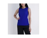 Stella Parker Women's Mesh Insert Sleeveless Crew Neck Top