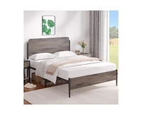 gaomon Full Bed Frame with Wooden Look Headboard and Footboard, Metal Bed Frame with Under Bed Storage, Strong Steel Slats Support