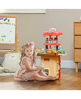 Qaba 3 in 1 Play Kitchen Set, Foldable Pretend Play Toys for 3-6 Years Old