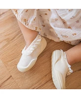 Komuello Baby Girls First Walk Sock Shoes Flat - Sweet Latte Lace