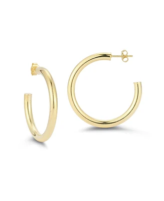 Rachel Zoe 14K Gold Plated Sterling Silver 1.5in 4mm Thick Tube Hoop Earrings