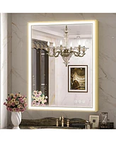 keonjinn 45° Angled Frontlit Metal Framed Bathroom Vanity Mirror with Anti-fog Function