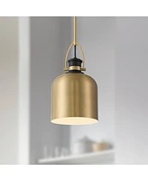 Possini Euro Design Lenoir 7 1/2" Modern Industrial Pendant Ceiling Light Fixture Dining Room Over Table Kitchen Island Foyer Hanging Round Black Brus