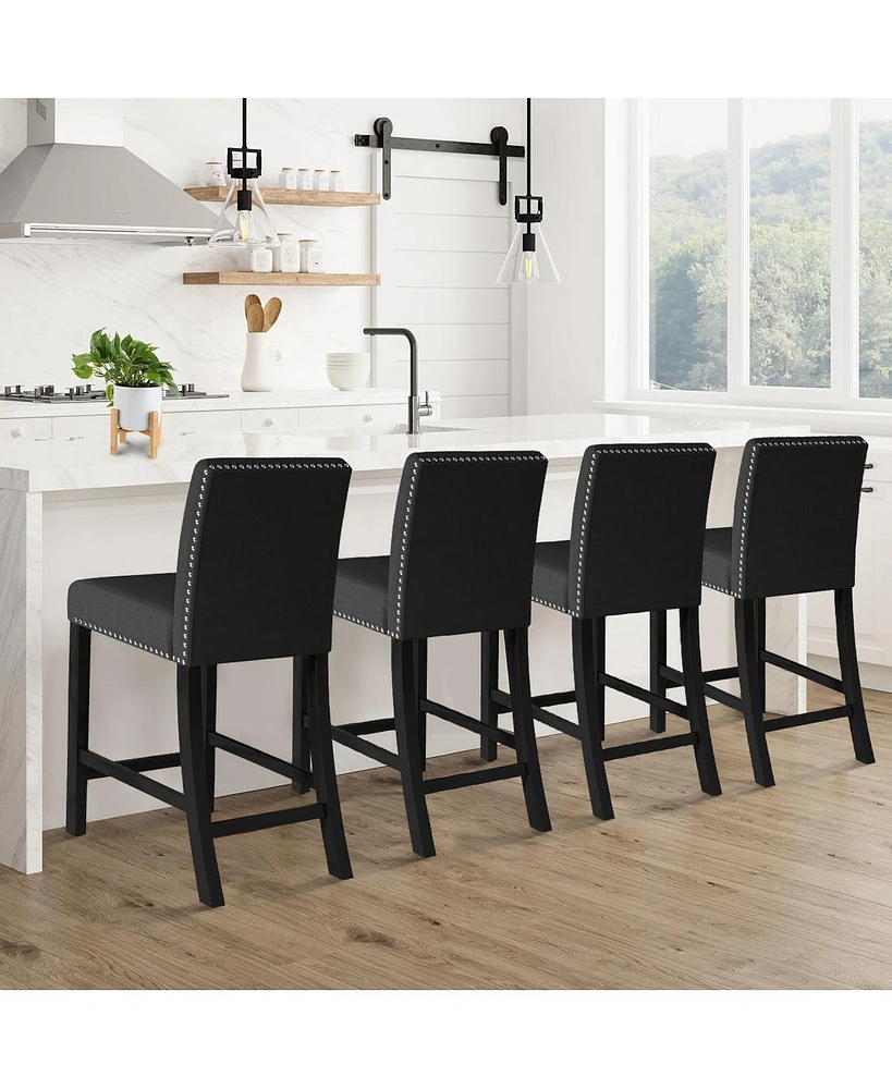 The Pop Home Set of 4 Dining Chairs with Nailhead Trim,Upholstered for Kitchen or Room-The