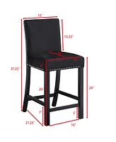 The Pop Home Set of 4 Dining Chairs with Nailhead Trim,Upholstered for Kitchen or Room-The
