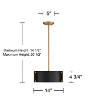Possini Euro Design Arabela 14" Modern Industrial Pendant Chandelier Ceiling Light Fixture Dining Room Over Table Kitchen Island Foyer Drum Hanging 3-