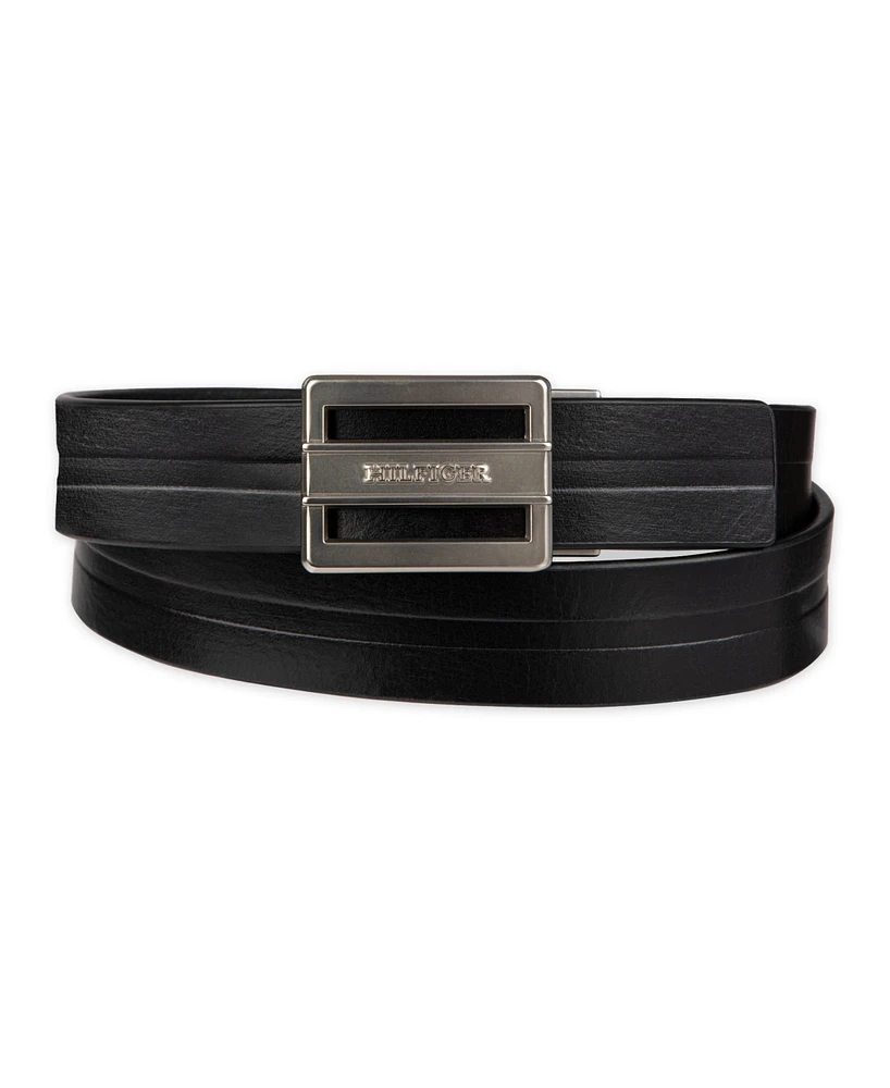 Tommy Hilfiger Men's Flex Stretch Cut Out Plaque Compression Buckle Belt