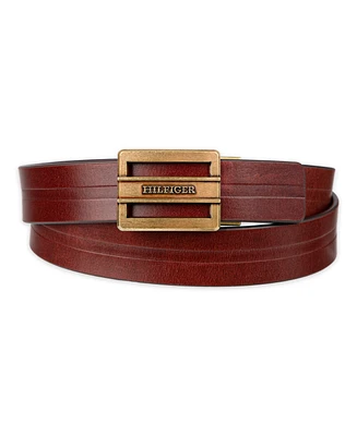 Tommy Hilfiger Men's Flex Stretch Cut Out Plaque Compression Buckle Belt