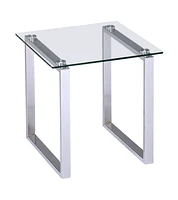 Kings Brand Furniture Bevan Chrome With Glass Top End Table