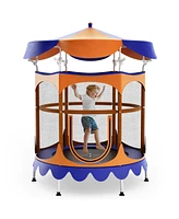Gouun 64 Inch Kids Trampoline with Detachable Canopy and Safety Enclosure Net