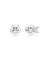 Swarovski Square Cut Rhodium Plated Matrix Stud Earrings