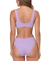 Andie Womens Delray Scoop Neck Bikini Top High Waist High Cut Bikini Bottoms