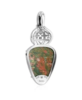 American West Jewelry Fritz Casuse Sterling Silver Yeibichai Unakite Pendant Enhancer