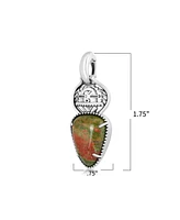 American West Jewelry Fritz Casuse Sterling Silver Yeibichai Unakite Pendant Enhancer