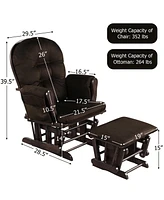Gymax Baby Nursery Relax Rocker Rocking Chair Glider & Ottoman Set w/ Cushion