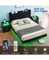 gaomon Queen Size Floating Bed Frame with Led Lights