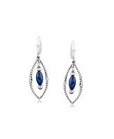 American West Jewelry Sterling Silver Marquise Lapis Dangle Earrings