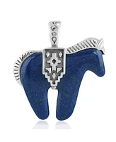 American West Jewelry Sterling Silver Lapis Gemstone Spirit Horse Pendant Enhancer