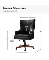 Hulala Home Desmond Transitional Office Chair with Wood Legs
