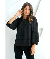 Paneros Clothing Women's Cotton Dawn Blouse with lace Black