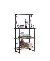Kings Brand Furniture Covington Metal Kitchen Shelves Baker s Rack Microwave Stand, Pewter