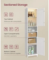 Slickblue Tall Bathroom Cabinet with Integrated Lights, Slim Storage Cabinet for Compact Spaces