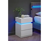 Slickblue Nightstand with Led Lights Adjustable Colors, 3-Drawer Bedside Table