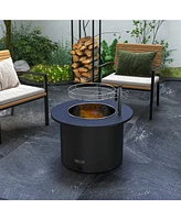 Outsunny 25" Stainless Steel Smokeless Fire Pit with Grill, Poker,