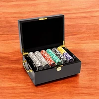 Slickblue Ace Casino Poker Chip Set (500 Count) – Clay Composite Chips in Black Mahogany Wood Case for Casino-Style Play