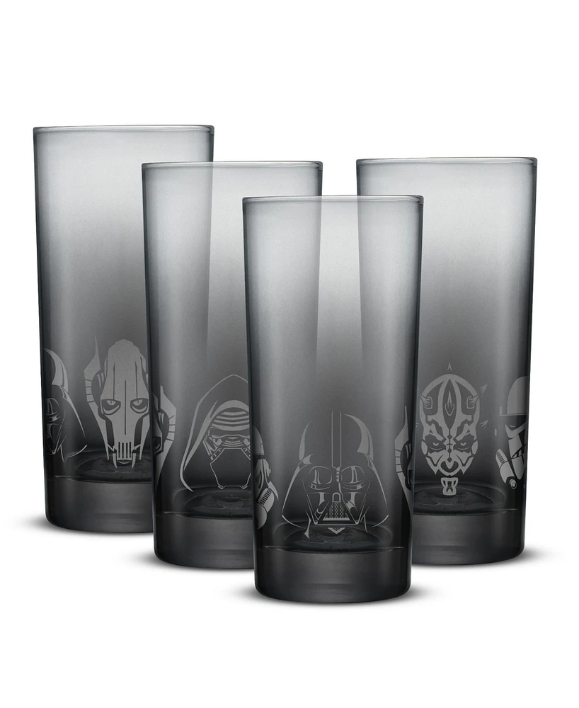 JoyJolt Star Wars Dark Side Tall Drinking Glasses, Set of 4