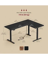 Slickblue L-Shaped Electric Standing Desk – Height Adjustable Corner with Power Outlets, Memory Function, Easy Assembly for Home Office &