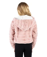 Speechless Big Girls Faux Fur Zip Up Hooded Jacket