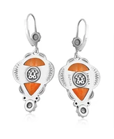 American West Jewelry Sterling Silver Orange Spiny Oyster Pear-Cut Concha Earrings