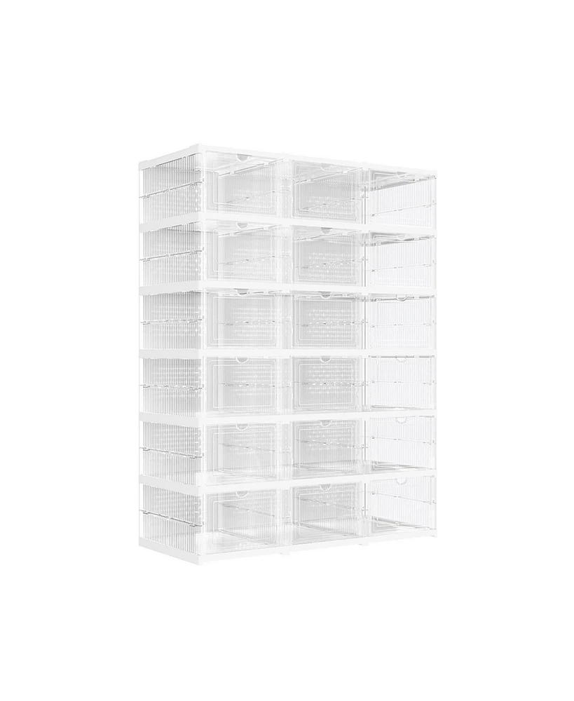 Slickblue Transparent Stackable Shoe Boxes for Clear and Organized Footwear Storage