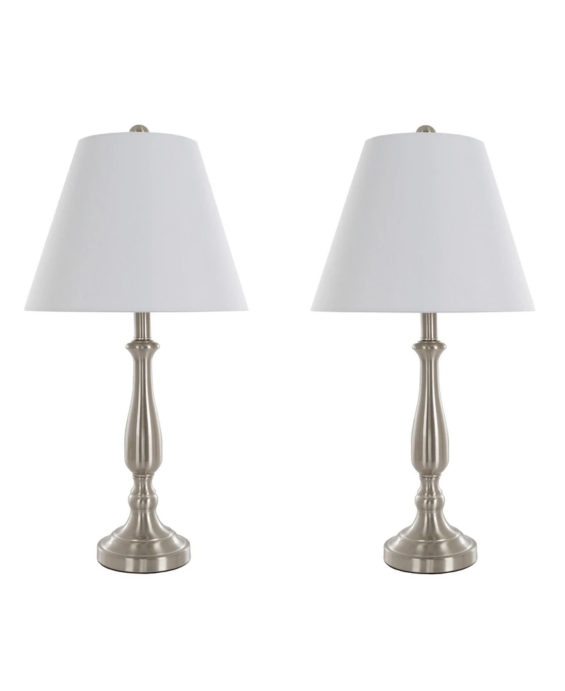 Lavish Home 25.5" Brushed Steel Table Lamp Set