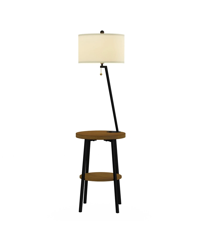 Lavish Home 58" Mid-Century Modern Floor Lamp with Table