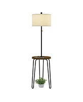 Lavish Home 59" Usb Port and Hairpin Legs Floor Lamp with Table