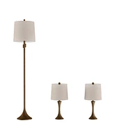 Lavish Home Modern Flared Base Table and Standing Lamp, Set of 3