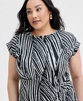 I.n.c. International Concepts Plus Printed Faux-Wrap Midi Dress, Exclusively at Macy's