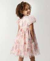 Rare Editions Little Girls Floral Mesh with Sequin Bodice Dress