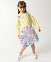 Sparkle & Shine Little Girls Sequin Bubble Skirt with Sweatshirt, 2-Piece Set