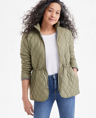 Style & Co Petite Cinch-Waist Quilted Jacket, Exclusively at Macy's