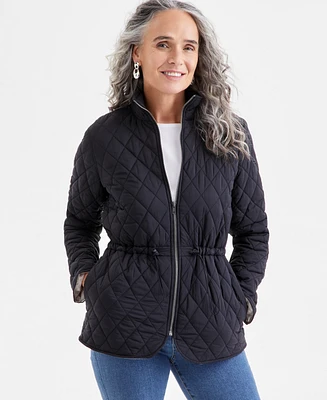 Style & Co Women's Quilted Tie-Waste Zip Jacket, Exclusively at Macy's