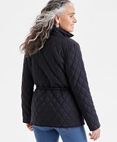 Style & Co Petite Cinch-Waist Quilted Jacket, Exclusively at Macy's