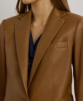 Lauren Ralph Single-Button Lambskin Blazer