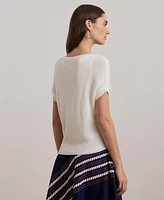 Lauren Ralph Women's Rib-Knit Short-Sleeve V-Neck Sweater